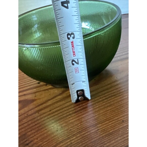 Vintage Green Depression Glass, Fine Ribbed Bowl 4 7/8” Diameter - Picture 8 of 8